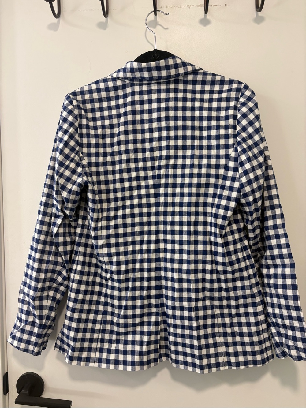 J. Jill Navy and White Gingham Double-Breasted Blazer - Picture 7 of 8